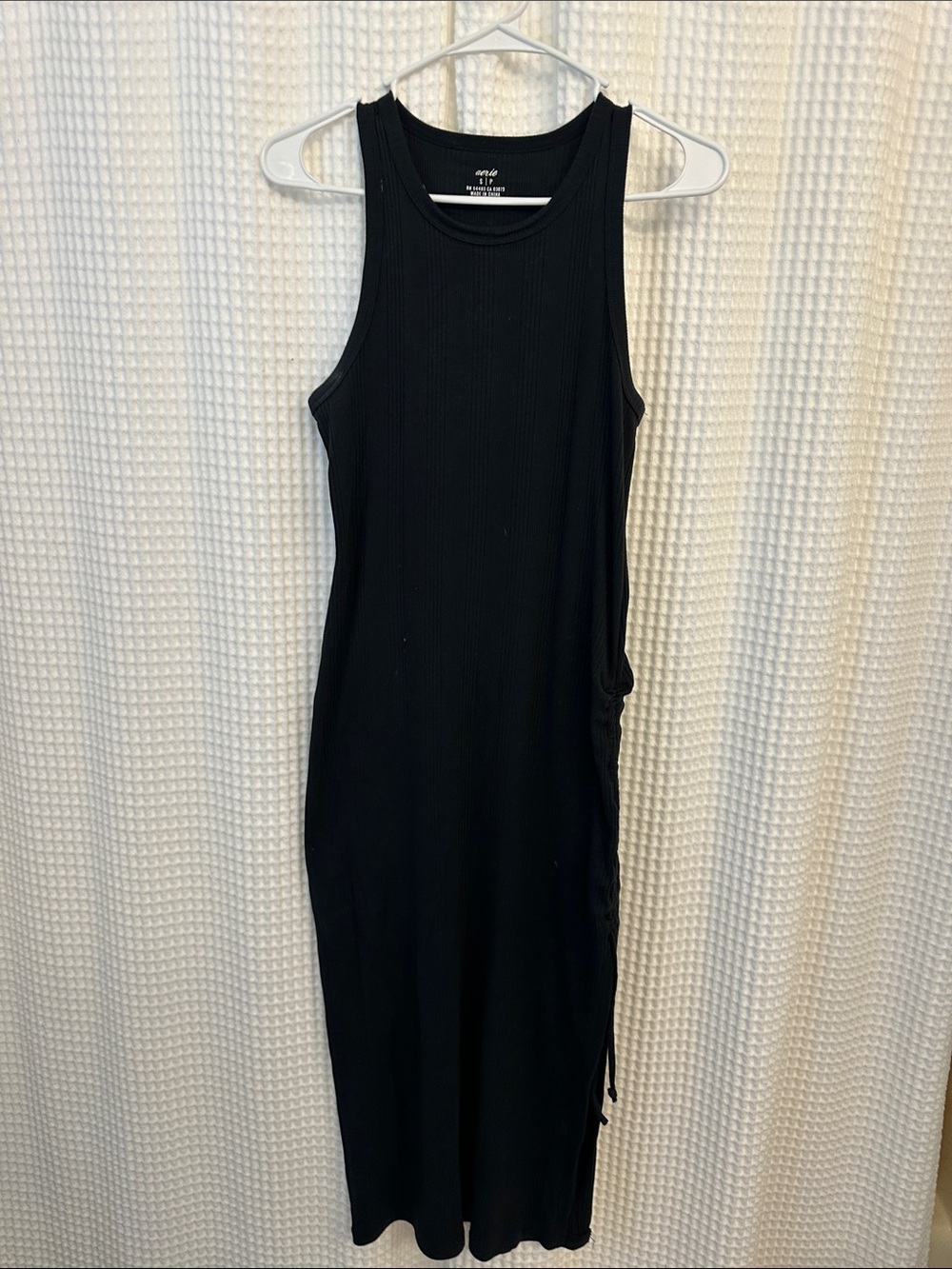 aerie Black Ribbed Tank Maxi Dress